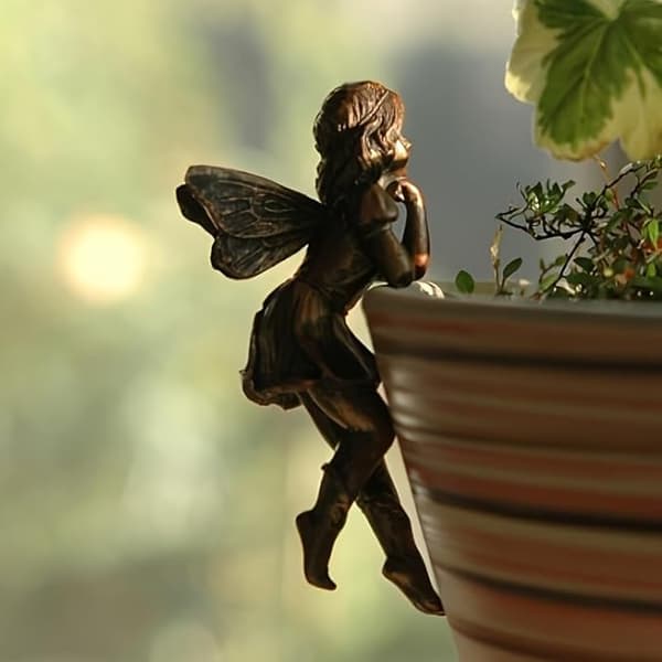 Feengelstatuepynt, klassisk retro slitt stil, egnet for hagegjerder, potteplanter ...