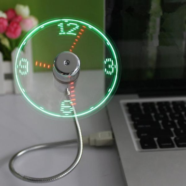 Mini USB driven LED-kylning Blinkande Realtidsvisning Funktion Klocka Fläkt