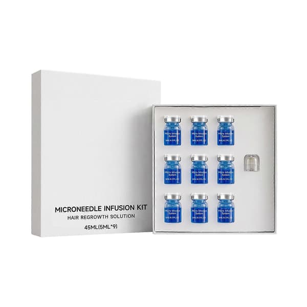 Microneedle Infusion Hårserum Kit, 9x5ml Hårbottenbehandling med Rollerhuvud 1pcs