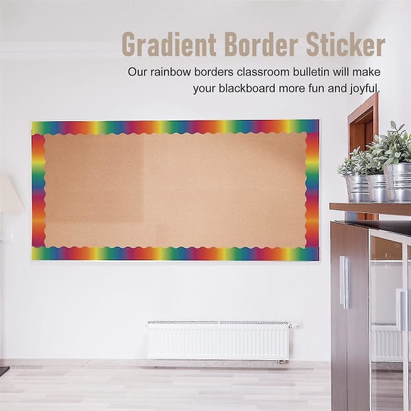 Rainbow Bulletin Board-klistremerker Fargerike rett Bulletin Border Trim Border Trim For Classroom Ch