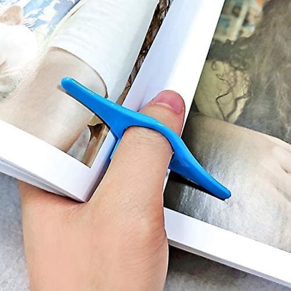 Boksida Hållare Markör Multifunktion Finger Ring Bokmärke Hjälper Present för läsare Bokälskare (blå 5 st)