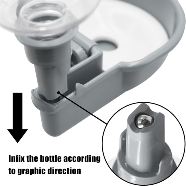 Husdjursvattenflaska [Grå, 480ml] Burvattenflaska för Kaniner, Hundar, Illrar, Katter och Andra Smådjur, Anti-Spill Dispenser
