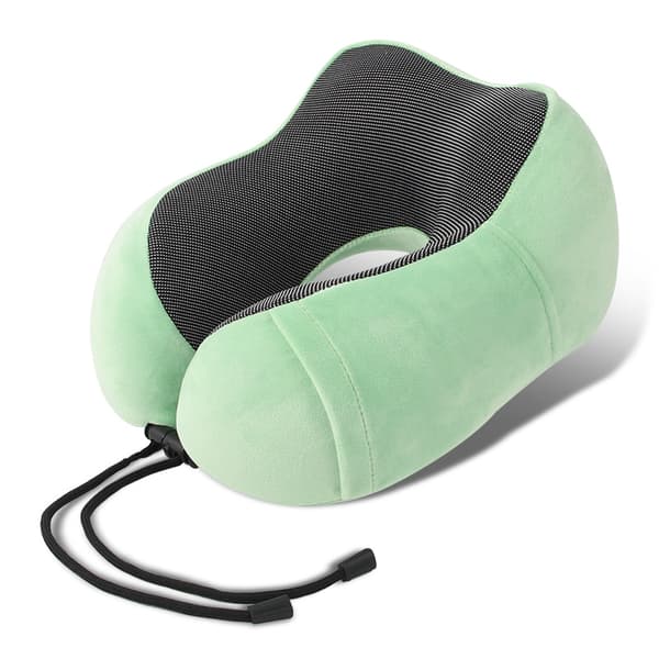 Rese nackkudde, mjukt och bekvämt stöd av memory foam, lämplig för flygresor, U-formad sovkudde, grön.