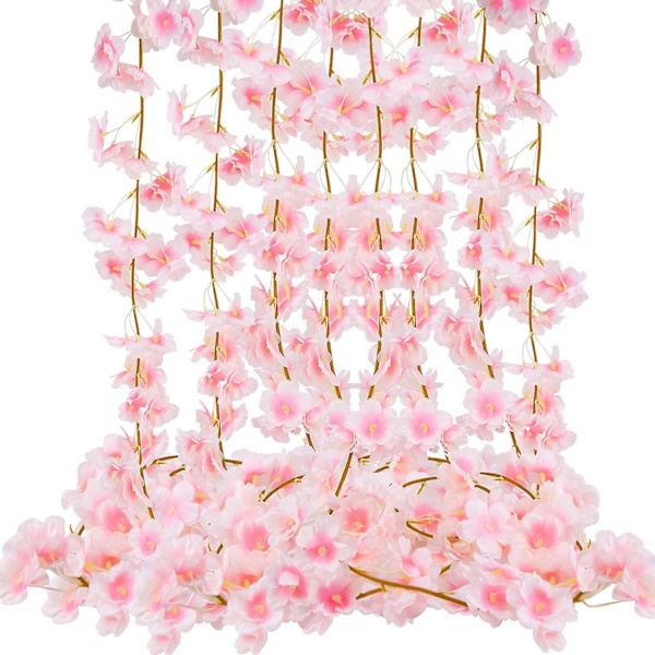 Galaxy Set 4 x 1,7-1,8m Konstgjorda Sakurablommor Girlang Hängande Silkeblommor