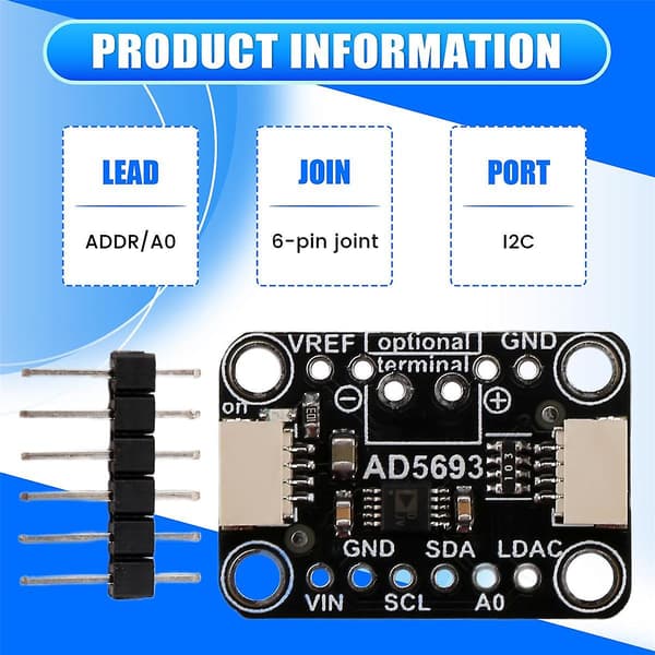 AD5693R Breakout Board I2C Interface 16-bit DAC Modul Kompatibel med STEMMA QT Qwiic