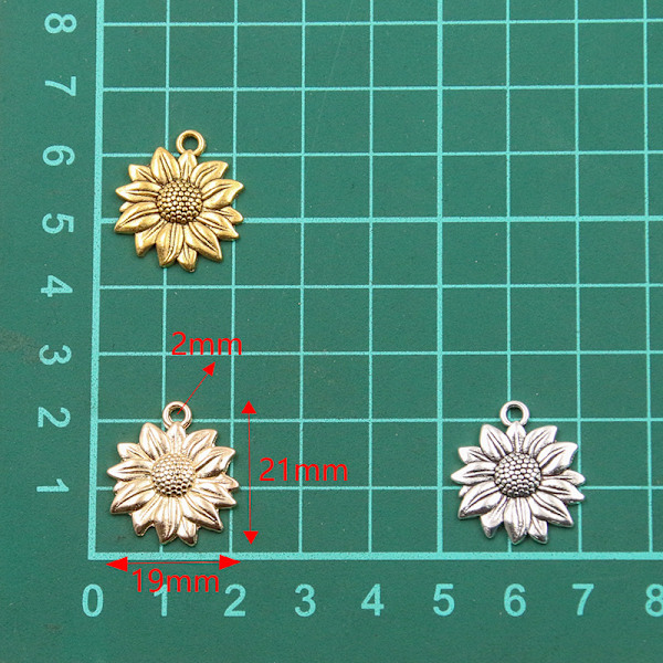 3 färger 19*22mm DIY smycken tillbehör solros solros blomma hänge bagage kläder tillbehör