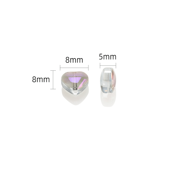 8MM rakt hål släta kärleks hjärta glas spridda pärlor fyrklöver kronblad diy handgjorda kläder hårnål gör material