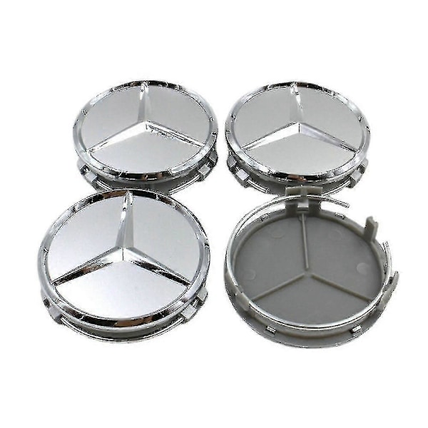 4-deliga Bilhjulsöverdrag, Benz-logotyp 75 mm Hjul, Centrala Hjulöverdrag Fälg Logotyp 3 Hörn Fälg Emblem Utmärkt