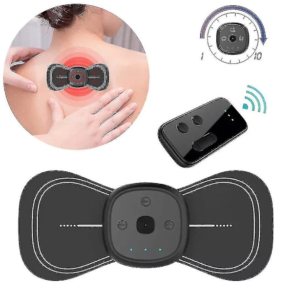 Mini Elektrisk Nackmassager med Fjärrkontroll, Cervikal Ryggmassage Stimulator, Smärtlindring, Uppladdningsbar