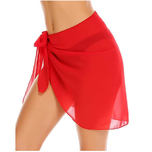 Damernas Korta Sarong Strandomslag Transparent Bikinisarong Chiffon Blus Baddräkt (1 Stycke - Svart)