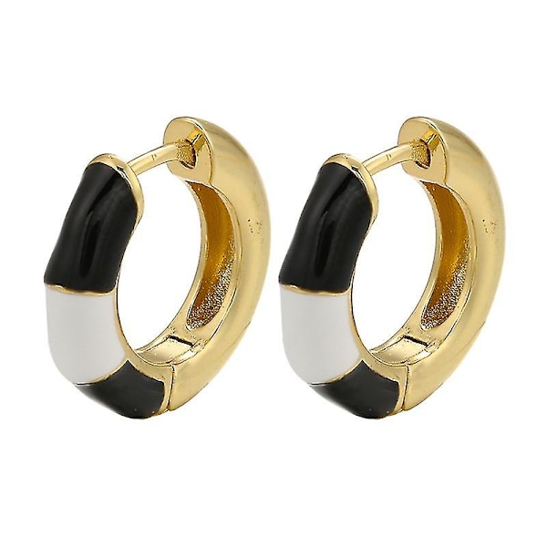 Fashion Neon Enamel Small Hoop Earrings For Women 1pair Shiny Zirconia