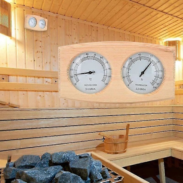 2 i 1 Sauna Rum Træ Termometer Hygrometer Damp Temperatur Luftfugtighedsmåler