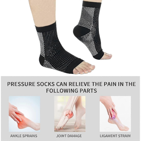 3 par Neuropathy-strumpor, Neuropathy smärtlindrande strumpor, Tendinit kompressionsstrumpor, Plantar fasciit, Neuropathy - Svart - Svart - L XL