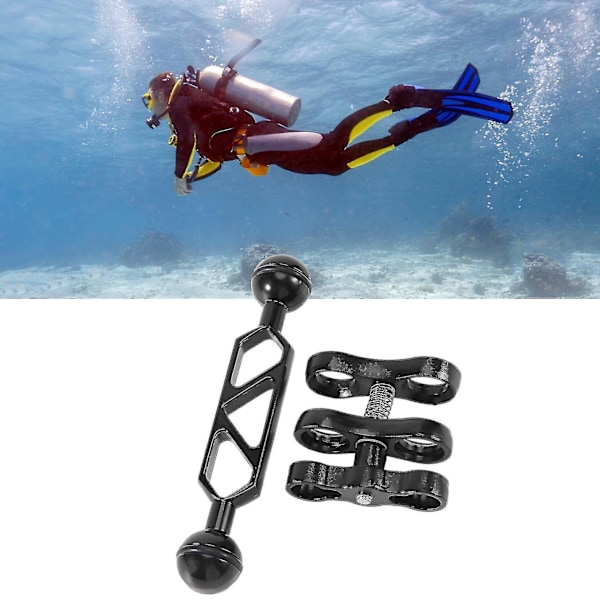 Aluminium Legering Dykkerlys Lommelygte Dobbelt Kugleled Arm Og 2 Butterfly Clip Montering Til Under Vand
