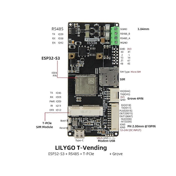 T-Vending ESP32-S3 IoT Utvecklingskort RS485-modul Integrerad WiFi+Bluetooth Kompatibel med PC