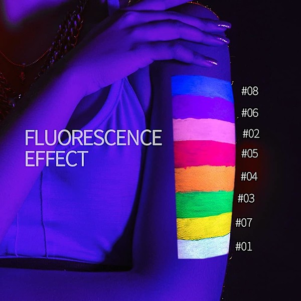 8 Färger Neon Eyeliner Set, Matt Flytande Eyeliner Lysande Neon Eyeliner UV Glow Eyeliner, Fluorescerande Ögon Ansikte Kroppsmålning Makeup