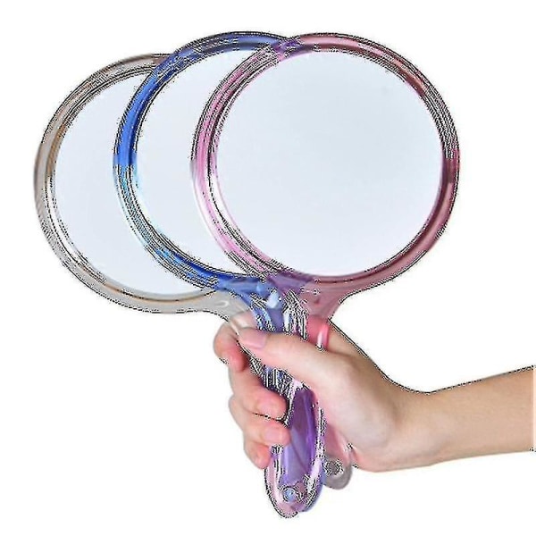 Håndspejl Dobbeltsidet håndholdt spejl 1X/3X forstørrelsesspejl med håndtag Gennemsigtigt håndspejl afrundet S