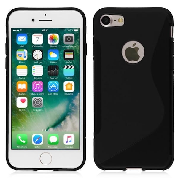 Silikongel fodral S-Linje - VCOMP - iPhone 7 - Svart - Heltäckande skydd - Elegant design SVART