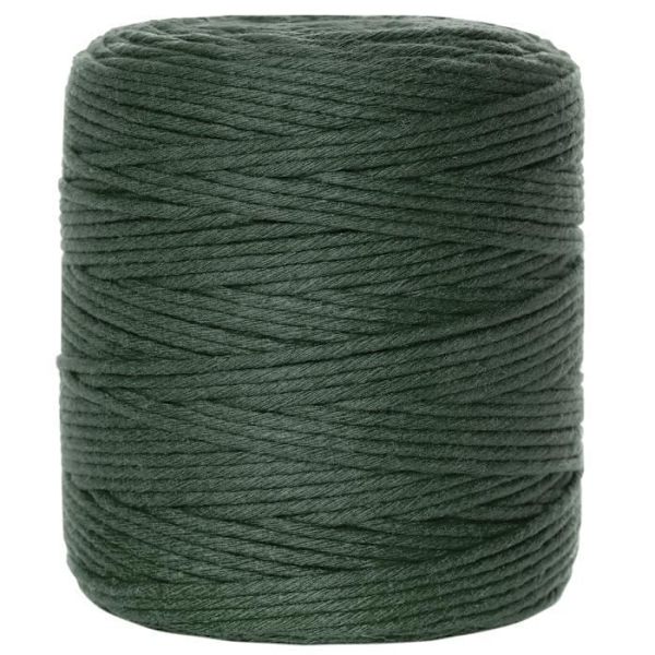 Dybgrønt Macramé-reb - 3 mm x 200 m - Tråd af bomuld og polyester - (+/-) 0,5 mm tykkelse - Naturlig ledningsgarn