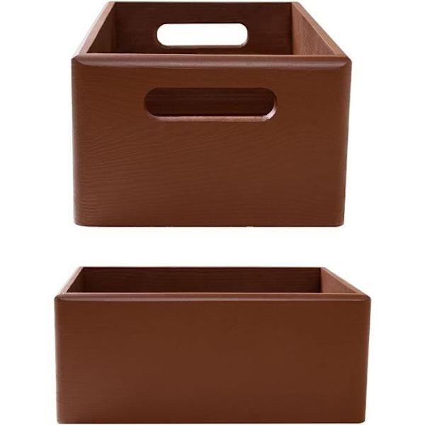 Förvaringslåda - Stor trälåda - Leksaksförvaring för barn - Brun - 30 x 20 x 13 cm kastanj