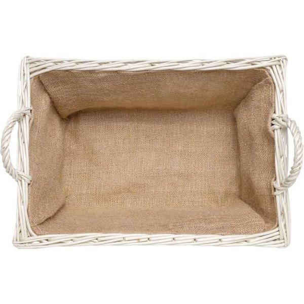 Log Kurv - Creative Home - 47 x 33 x 30 cm - Håndvævet - Jute Interiør - Hvid Vit