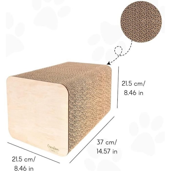 Kattekradsestolpe - KREATIVE kæledyr - 37 x 21 x 21 cm - Kradsepap - Beskytter møbler kastanj