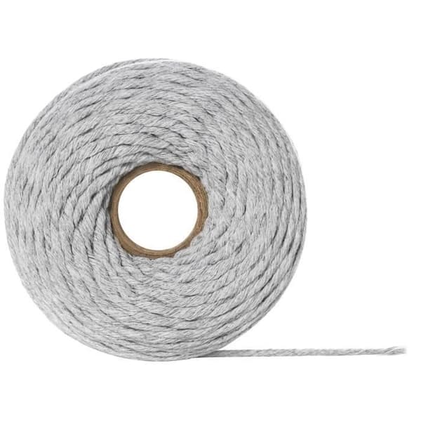 Corde Macramé - Creative Deco - 3mm x 200m - Ljusgrå - Bomull och Polyester - Tjocklek 0.5mm Ljusgrått