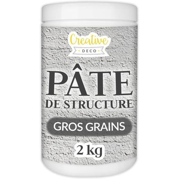 Strukturpasta CREATIVE DECO | Grova korn 2kg Grå | Reliefpasta för akrylfärg | Texturerad pasta | 3D-effekt Grå