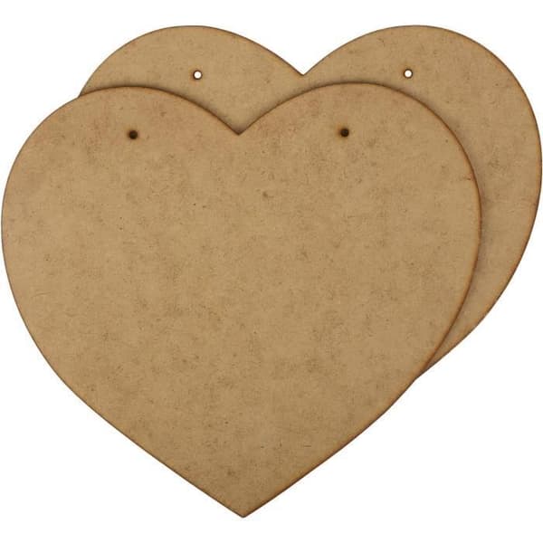 MDF-plader - Creative Deco - Hjerte - 150 mm x 130 mm - Lett - Med huller