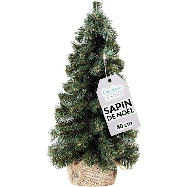 40cm Liten julgran | Konstgjord gran | Juldekoration | Mörkgrön | Naturligt | Semesterstämning | Jutebackning Mörkgrön