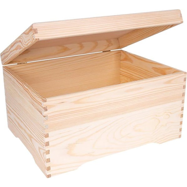 Förvaringslåda - Creative Deco - XXL - Massivt Trä - Obehandlad - 40x30,5x24 cm omålad