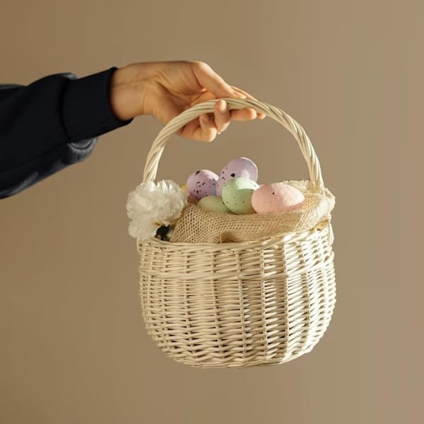 Creative Home Liten Vit flätad påskkorg | 22 x 22 x 26 cm (+-- 2 cm) | Handvävd | frukt korg
