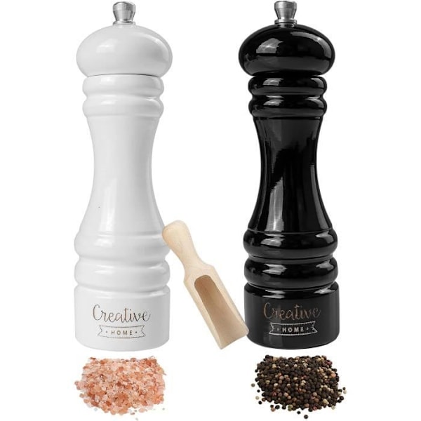 Salt- og peberkværn - KREATIVT HJEM - Manual Wooden Duo - Sort og hvid Svartvitt
