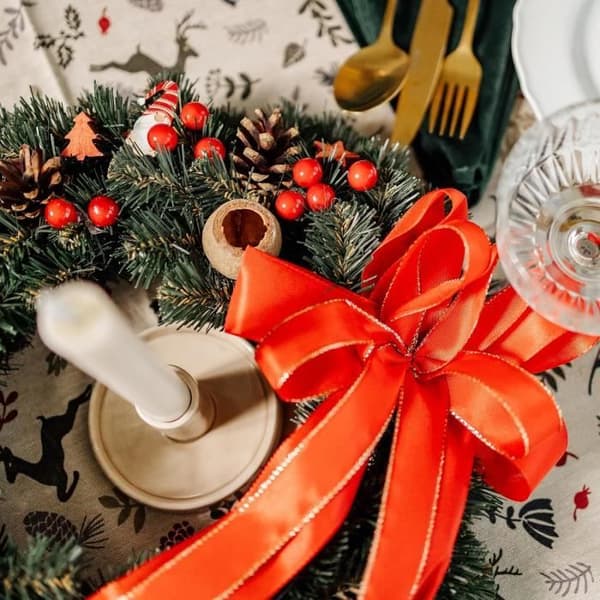 Julekrans - CREATIVE HOME - Diameter 35 cm - Rød - Indendørs/Udendørs - Elegant Grön