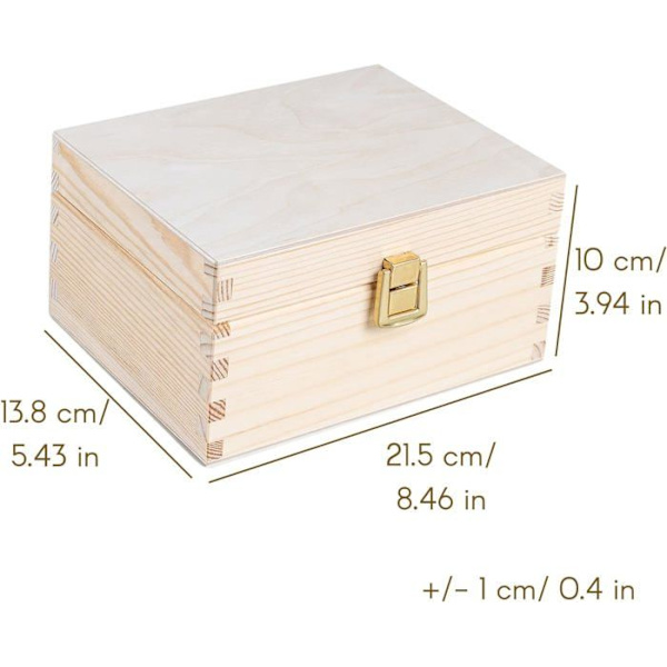Creative Deco förvaringslåda i trä med lås | 21,4 x 13,8 x 10 cm | Förvaringskista | Trälåda | Trälåda omålad