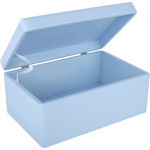 Blå träförvaringslåda - Creative Deco - 30 x 20 x 14 cm - med lock - Box Crate Trunk Chest Blå