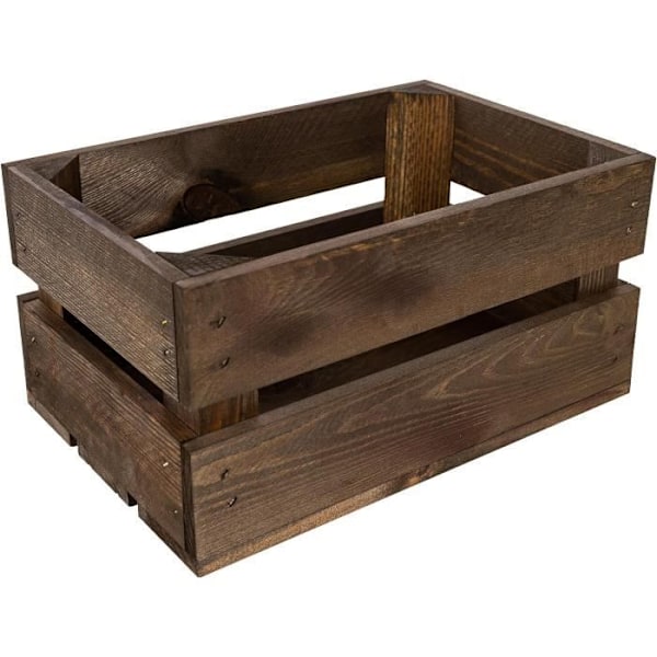Wenge-puinen laatikko - CREATIVE DECO - 30 x 20 x 15 cm - Puinen säilytyslaatikko - Vintage puinen laatikko kastanj