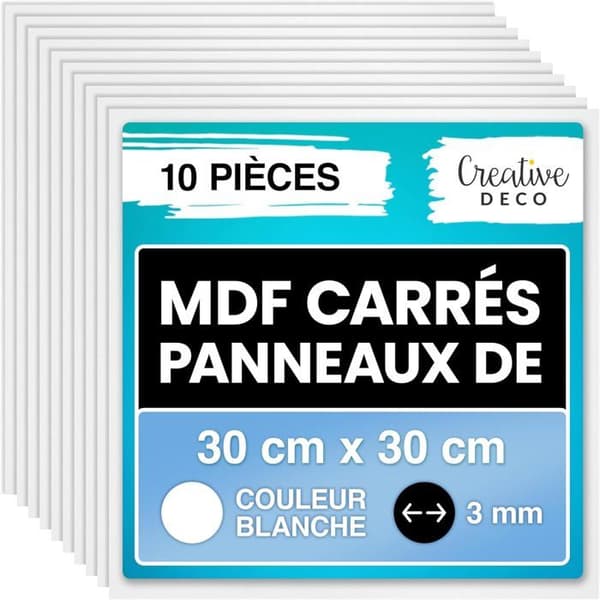 MDF-paneler - CREATIVE DECO - Fyrkantig - 300x300 mm - 10-pack - Vit Vit