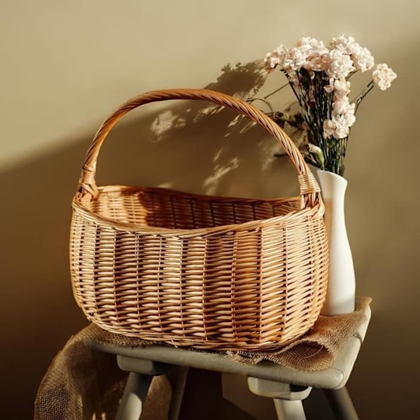 Flätad förvaringskorg - KREATIVT HEM - 45 x 26 x 41 cm - Brun - Handgjorda kastanj