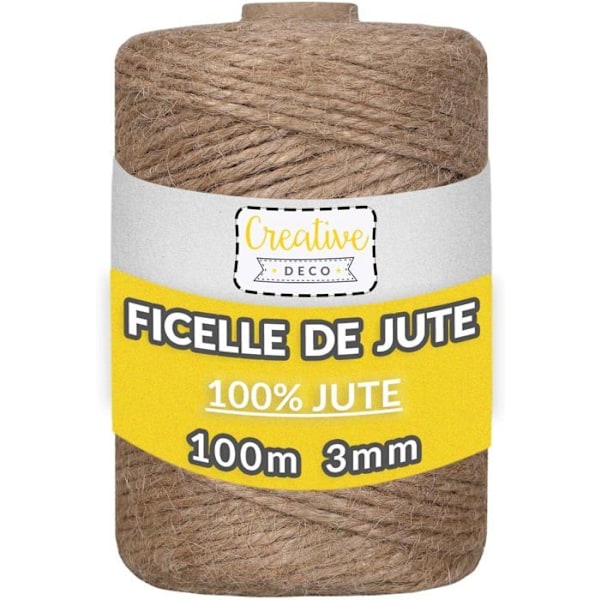 Juuttilanka - Creative Deco - 100m - Paksuus 3mm - Luonnollinen - Monikäyttöinen kastanj