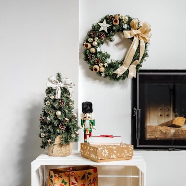 Julkrans Champagne - CREATIVE HOME - Diameter 35 cm - Dörrkrans - Utomhusdekoration Jul Grön