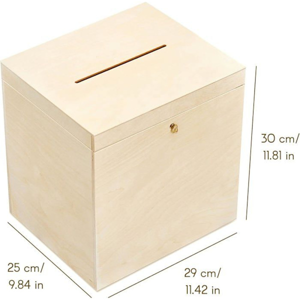 Luonnonpuinen kirjekuorilaatikko - CREATIVE DECO - Hääuurna - Kirjemuistolaatikko Beige