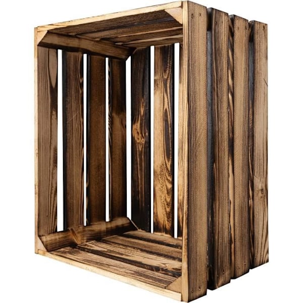 Opbevaringsboks i flammet træ - CREATIVE DECO - 50 x 40 x 30 cm - Vintage stil Flamma