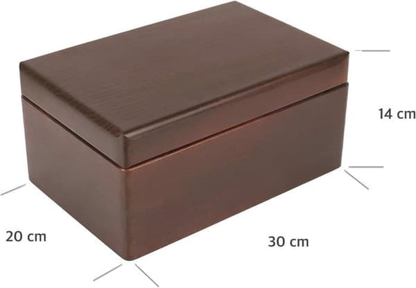 Brun träförvaringslåda - 30 x 20 x 14 cm - med lock - Box Crate Trunk Coff brun