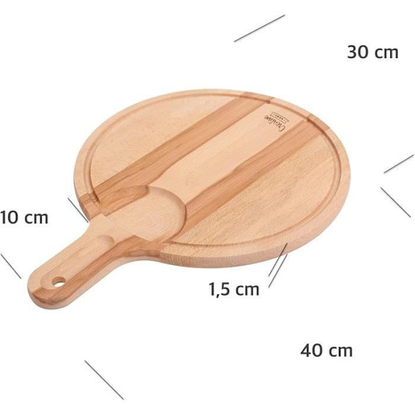Kreativt hjemmeskærebræt | Pizzabræt | 40 x 30 x 1,5 cm | Skærebræt til køkkenet Naturlig