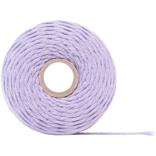 Macramé-reb - 3 mm x 200 m - Pastellilla - Bomulds- og polyestertråd Pastelllila