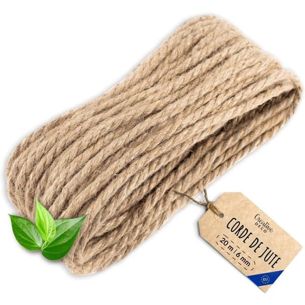 Creative Deco 20m Jute Snor Tykkelse 6mm beige