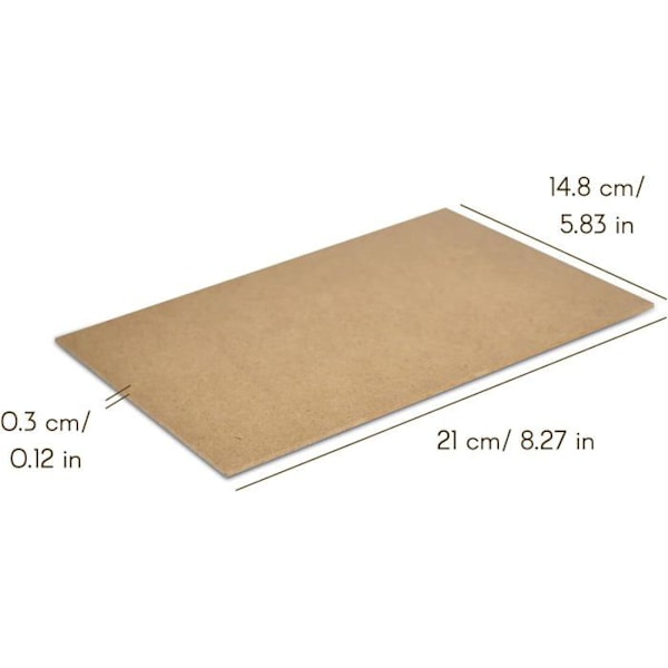 MDF-plåt, råträpanel - 30 x A5 148 x 210 x 3 mm - Idealisk för gör-det-själv, laserskärning, CNC-router, modellering Naturlig