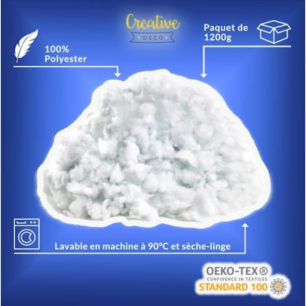 Vadd polyesterfyllning - Creative Deco - 1200g Vit
