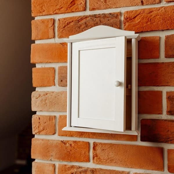Väggmonterad nyckelskåp i trä - CREATIVE DECO - Creative Deco - Vit - 6 krokar - 20 x 6 x 29,5 cm Vit